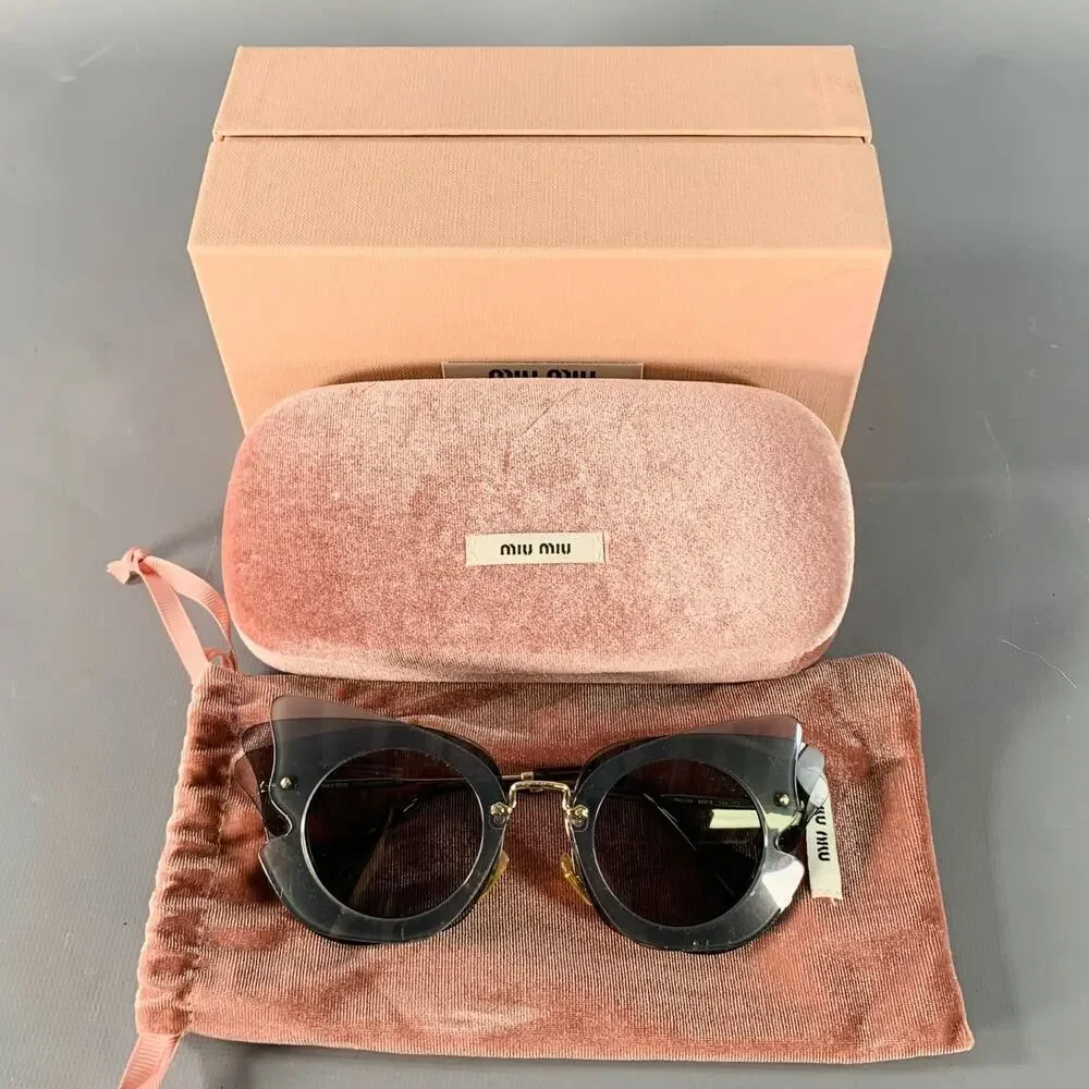 MIU MIU Grey Charcoal Butterfly Acetate Sunglasses